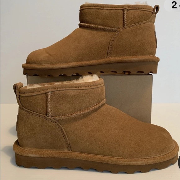 BearPaw Women’s Size 6 Hickory II Brown Suede & Wool Lined Boots Ankle Booties - Picture 3 of 12